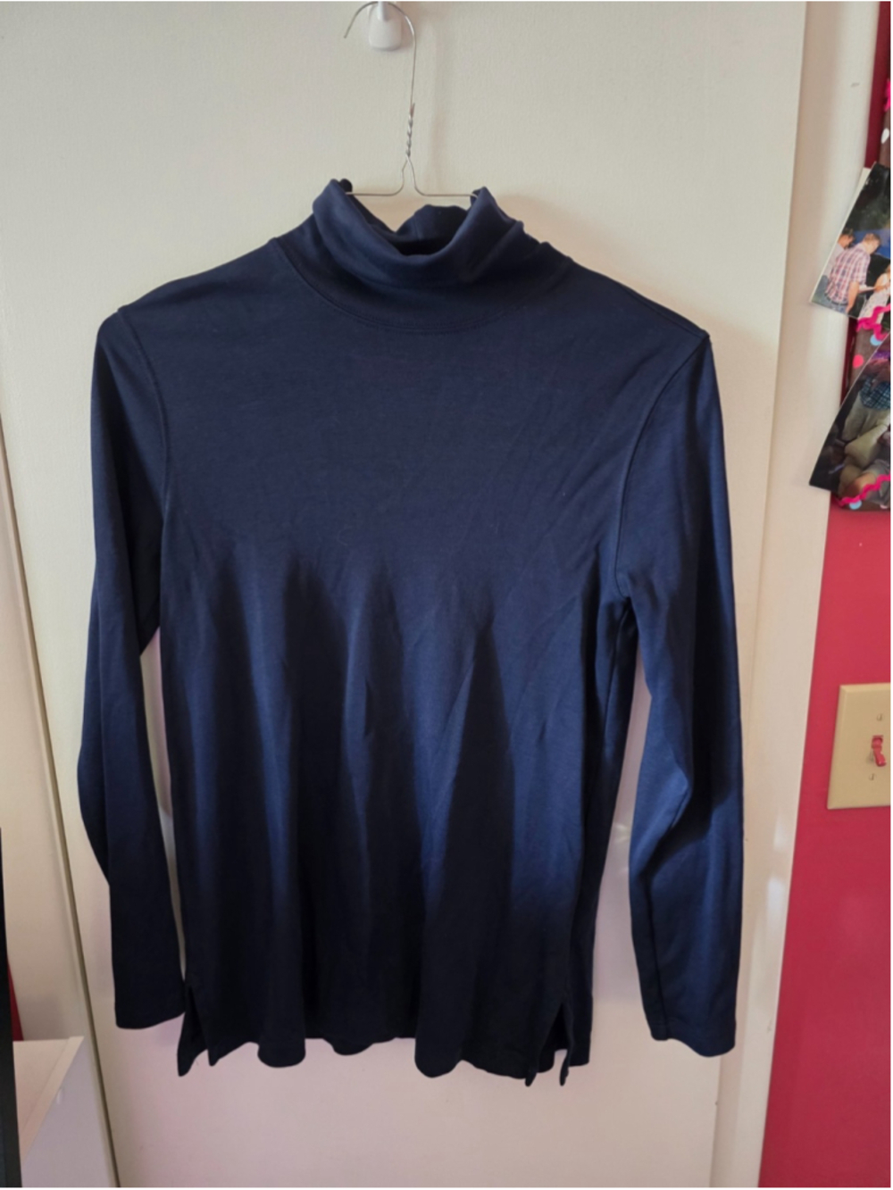 Lands' End Women Long Sleeve Mock Neck T-Shirt Navy Blue Size Small